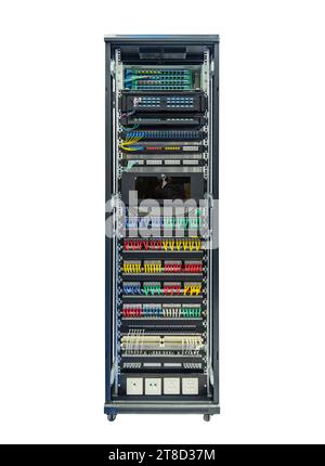 network servers in data center isolated on white background Stock Photo