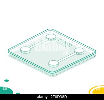 Digital body weight scale. Vector illustration. Isometric outline object isolated on white background. Icon for web. Glass scale. Stock Vector