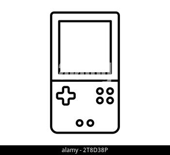Portable handheld retro gaming console. Outline icon. Vector illustration. Object isolated on white background. Stock Vector