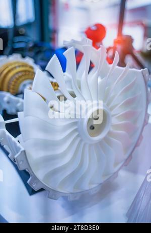 Printing 3D printer jet engine printed model plastic Stock Photo