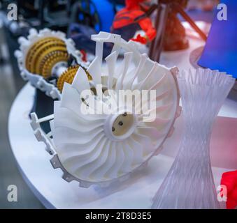 Printing 3D printer jet engine printed model plastic Stock Photo
