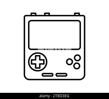Portable handheld retro gaming console. Outline icon. Vector illustration. Object isolated on white background. Stock Vector