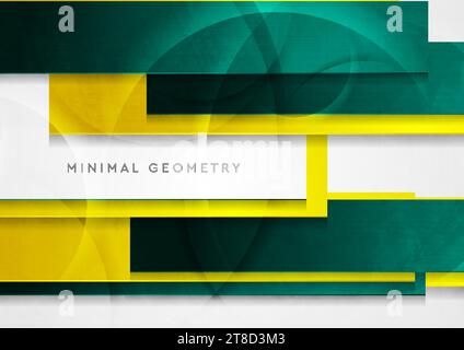 Green and yellow grunge glossy stripes abstract geometric background. Technology vector design Stock Vector