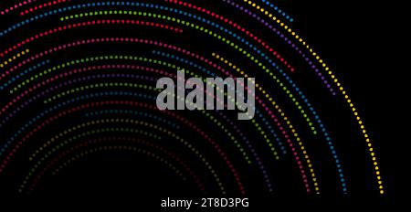 Multicolored dotted lines abstract futuristic tech background. Vector digital art design Stock Vector