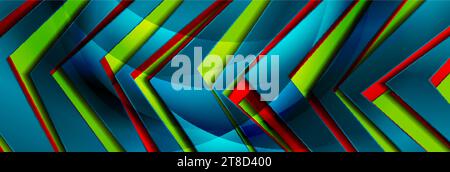 Abstract colorful glossy arrows geometric tech background. Vector design Stock Vector