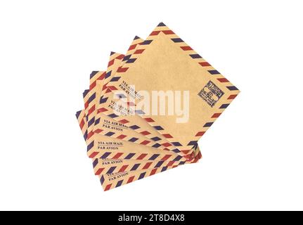 Stack of old letter isolated on white Stock Photo