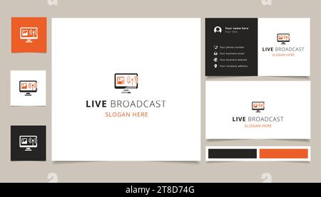 Live broadcast logo design with editable slogan. Branding book and business card template. Stock Vector