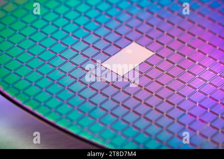 colorful Semiconductor wafer disk made of silicon Stock Photo