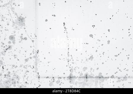 A white background featuring an abstract black paint splatter design Stock Photo