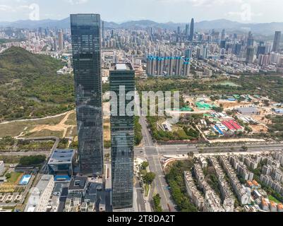 Aerial view of Skyline in Shenzhen city in China Stock Photo