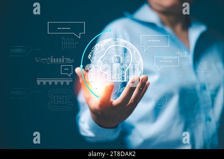 Ai, the concept of artificial intelligence use analytics, automation, and an autonomous brain. big data management, computer connection information in Stock Photo