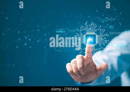 Ai, the concept of artificial intelligence use analytics, automation, and an autonomous brain. big data management, computer connection information in Stock Photo