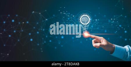 Ai, the concept of artificial intelligence use analytics, automation, and an autonomous brain. big data management, computer connection information in Stock Photo