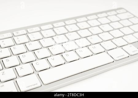 close-up shoot of keyboard computer on white background. Stock Photo