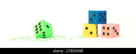 Erasers in the form of dice, isolated on white Stock Photo