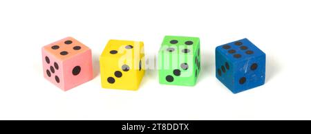 Erasers in the form of dice, isolated on white Stock Photo