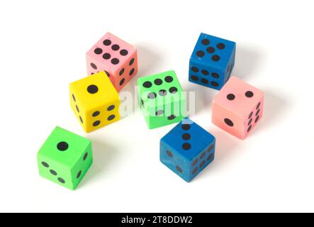 Erasers in the form of dice, isolated on white Stock Photo