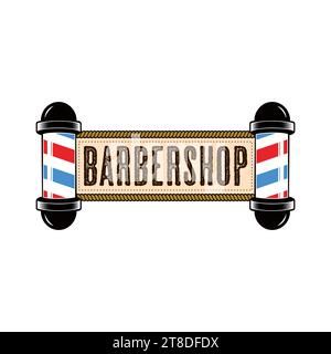 Barber Pole Cartoon Vector Icon Illustration. Barber Shop Tools Icon Concept Isolated Premium Vector. Flat Cartoon Style Stock Vector