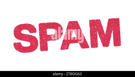 Vector illustration of the word Spam in red ink stamp Stock Vector