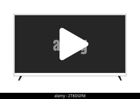 Television with video player black and white 2D line cartoon object Stock Vector