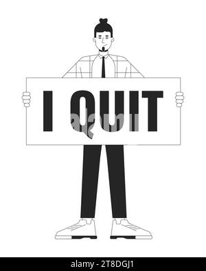 Decision to quit job 2D linear illustration concept Stock Vector