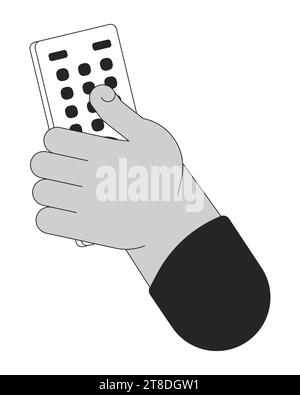 Holding tv remote control cartoon human hand outline illustration Stock Vector