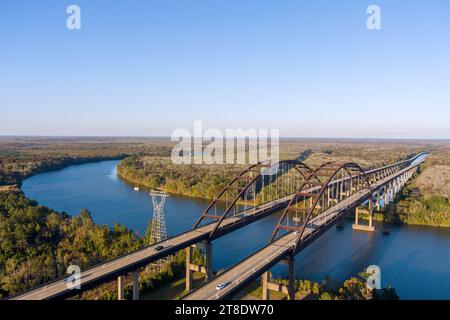 Aerial view of Dolly Parton bridge Stock Photo