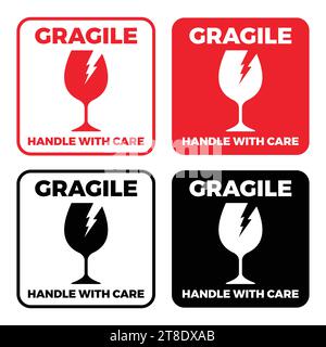 Fragile Handle with Care Sticker or label Collection.Labels for logistics and delivery shipping. Vector EPS 10 Stock Vector