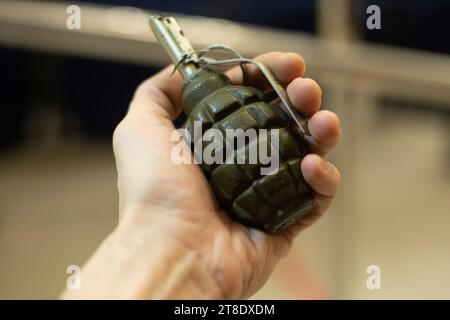 There are explosives in palm of person's hand. Stock Photo