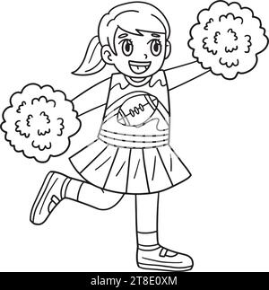 American Football Cheerleader Coloring Page Stock Vector Image & Art ...