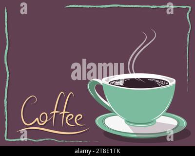 Green hot coffee cup poster design with copy space for text vector illustration Stock Vector