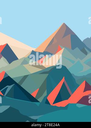 Multicolored mountain natural landscape design graphic vector image. Stock Vector
