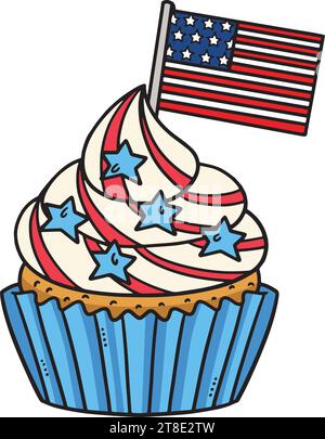 Cupcakes with an American Flag Cartoon Clipart  Stock Vector