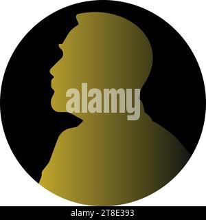 Nobel medal. Flat Nobel silhouette on black background. Vector illustration. Stock Vector