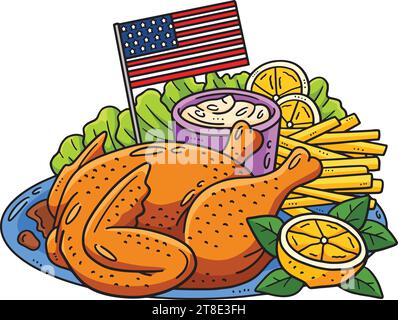 Memorial Day Thanksgiving Dinner Cartoon Clipart Stock Vector