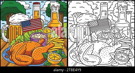 Memorial Day Thanksgiving Dinner Illustration Stock Vector
