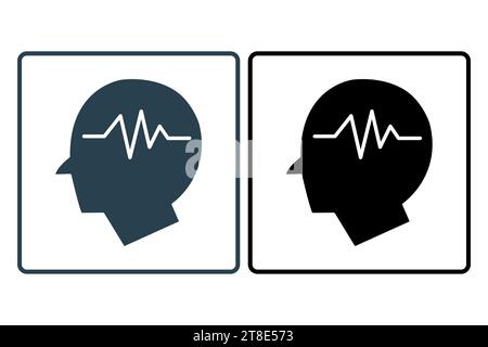 Human head pulse icon. medical brain and mental health. icon related to meditation, wellness. solid icon style. simple vector design editable Stock Vector