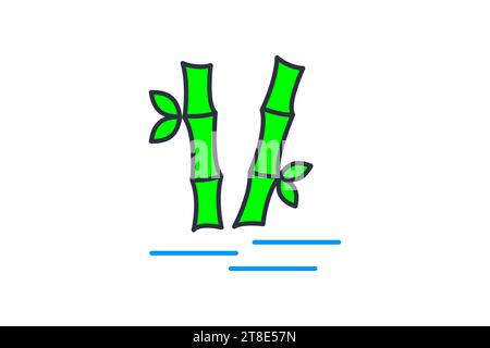 bamboo tree icon, zen garden. icon related to meditation, wellness, spa. flat line icon style. simple vector design editable Stock Vector