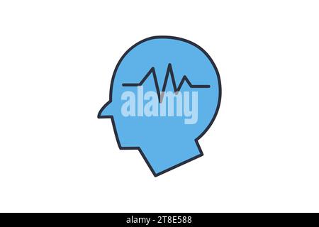 Human head pulse icon. medical brain and mental health. icon related to meditation, wellness. flat line icon style. simple vector design editable Stock Vector