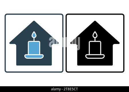 candle house icon. icon related to meditation, wellness, spa. solid icon style. simple vector design editable Stock Vector