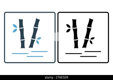 bamboo tree icon, zen garden. icon related to meditation, wellness, spa. solid icon style. simple vector design editable Stock Vector