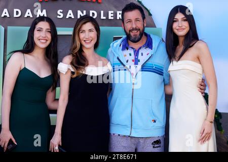 WESTWOOD, CA - NOVEMBER 19: Sadie Sandler, Jackie Sandler, Adam Sandler, Sunny Sandler at the LA premiere of Netflix Leo at the Regency Village Theatre in Westwood, California on November 19, 2023. Copyright: xFayexSadoux Stock Photo