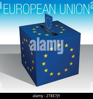 European Union, ballot box symbol with european flag, vector illustration Stock Vector