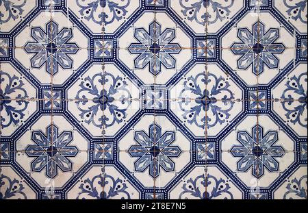 Typical lisbon tiles pattern with flowers, Lisbon Stock Photo