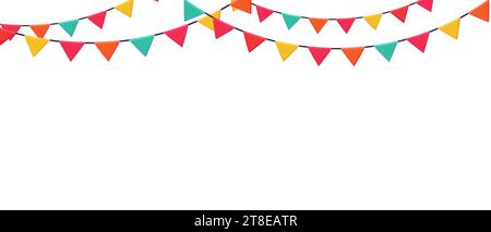 Garland of colored flags horizontal banner. Carnival garlands ...