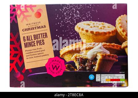 box of Waitrose Christmas 6 all butter mince pies isolated on white background Stock Photo