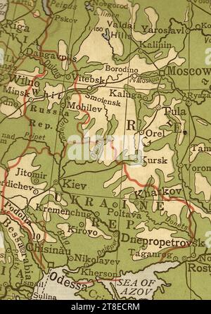 Antique geographical map in sepia of Ukraine. Stock Photo