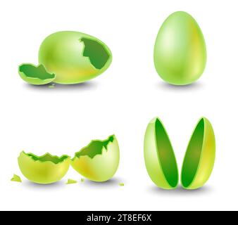 Golden festive egg for surprise and greeting isolated set Stock Vector