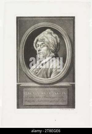 D BENJAMIN FRANKLIN; et vita inter Americanos acta, et magnis electricitatis periculis clarus. J. Elias Haid Sculp. 1780 Stock Photo