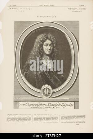 Mignard Pinxit. Edelinck Sculp. C.P.R. Jean Baptiste Colbert Marquis de Seignelay Minister and Secretary of State. 26th Year ART FOR ALL N° 648. XVIIth CENTURY - FRENCH ENGRAVING (LOUIS XIV). PORTRAIT TO THE BURIN BY EDELINCK. The illustrious French (No. 8). 5594. [biography Jean Baptiste Colbert]. 2691 Stock Photo